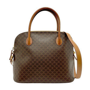 Celine handbag shoulder bag brown Macadam coated canvas